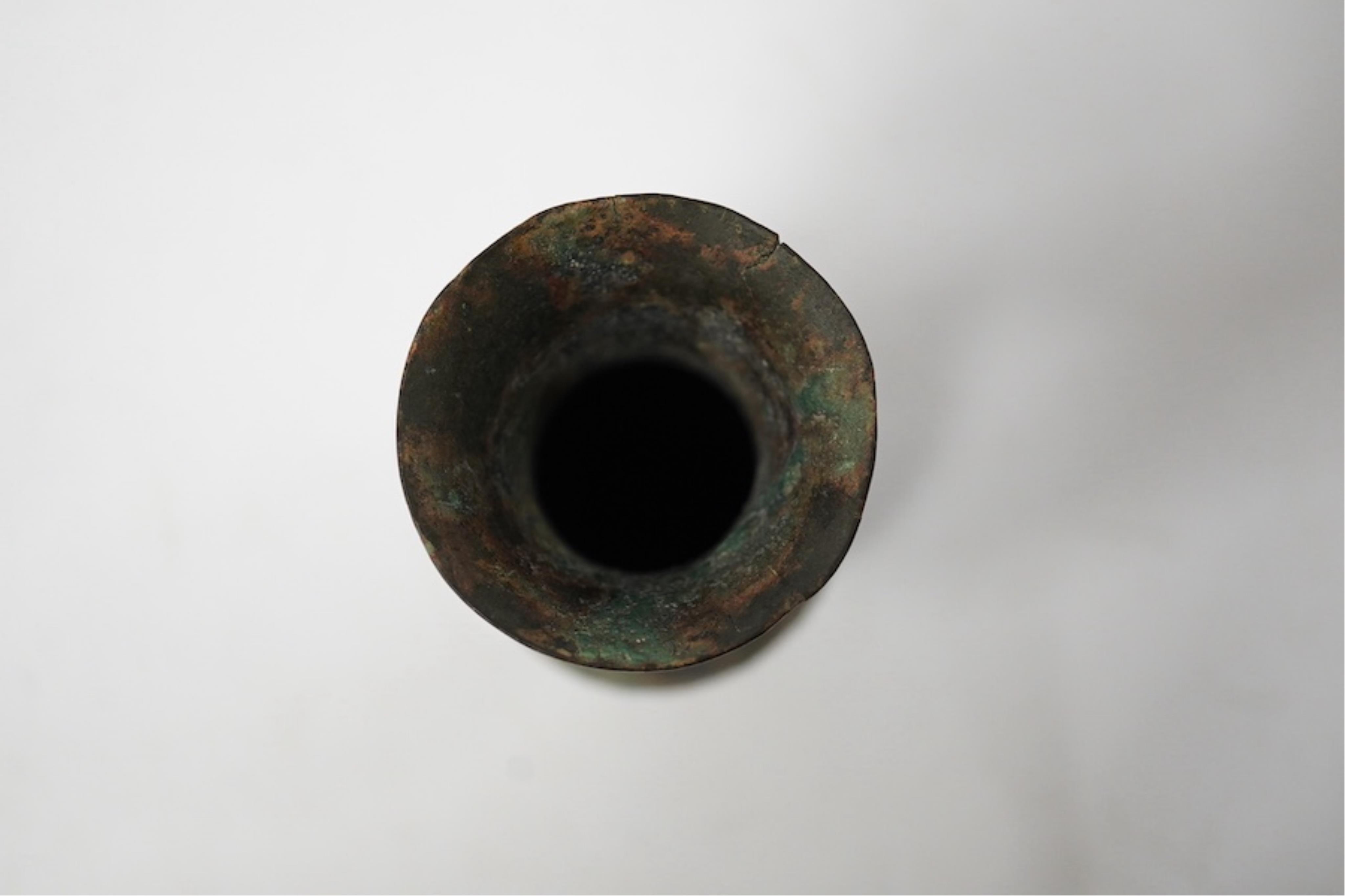 A Chinese archaistic bronze vessel, 13cm high. Condition - good considering age and use